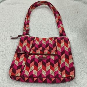 Vera Bradley Pink and Red Chevron Shoulder Bag